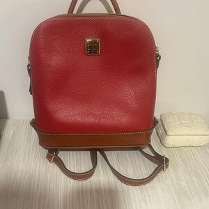 Chic Red and Brown Leather Backpack